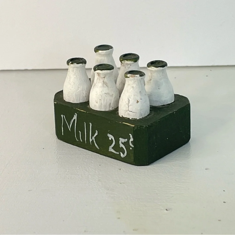 Miniature Wooden Milk Case Vintage 1” Tall - Picture 7 of 10